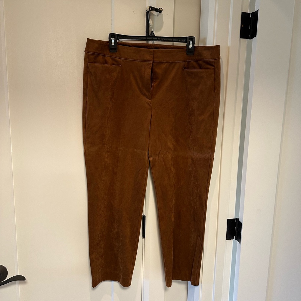 LOFT Rich Brown Suede Trousers